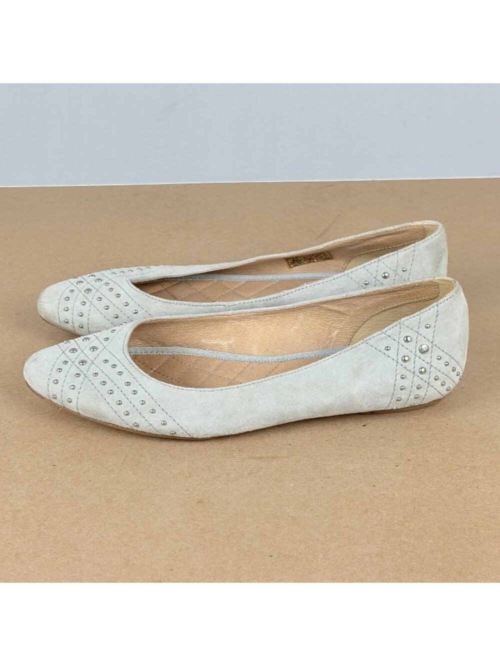 UGG Lorelai Studded Suede Flats Womens 6 Gray Silver Casual Comfort Slip On